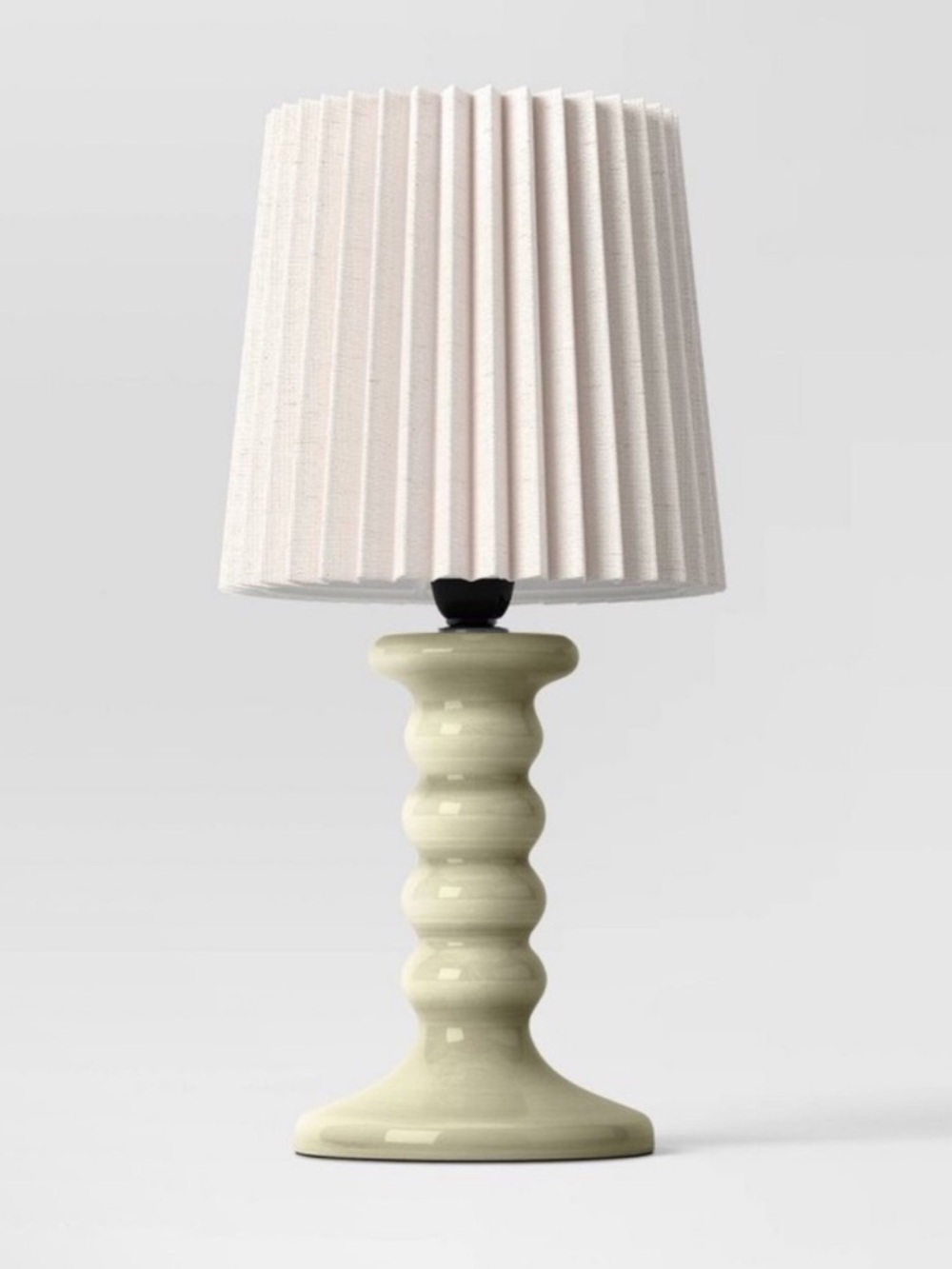 New Mini Stick Table Lamp in Green with White Pleated Shade by Room Essentials™